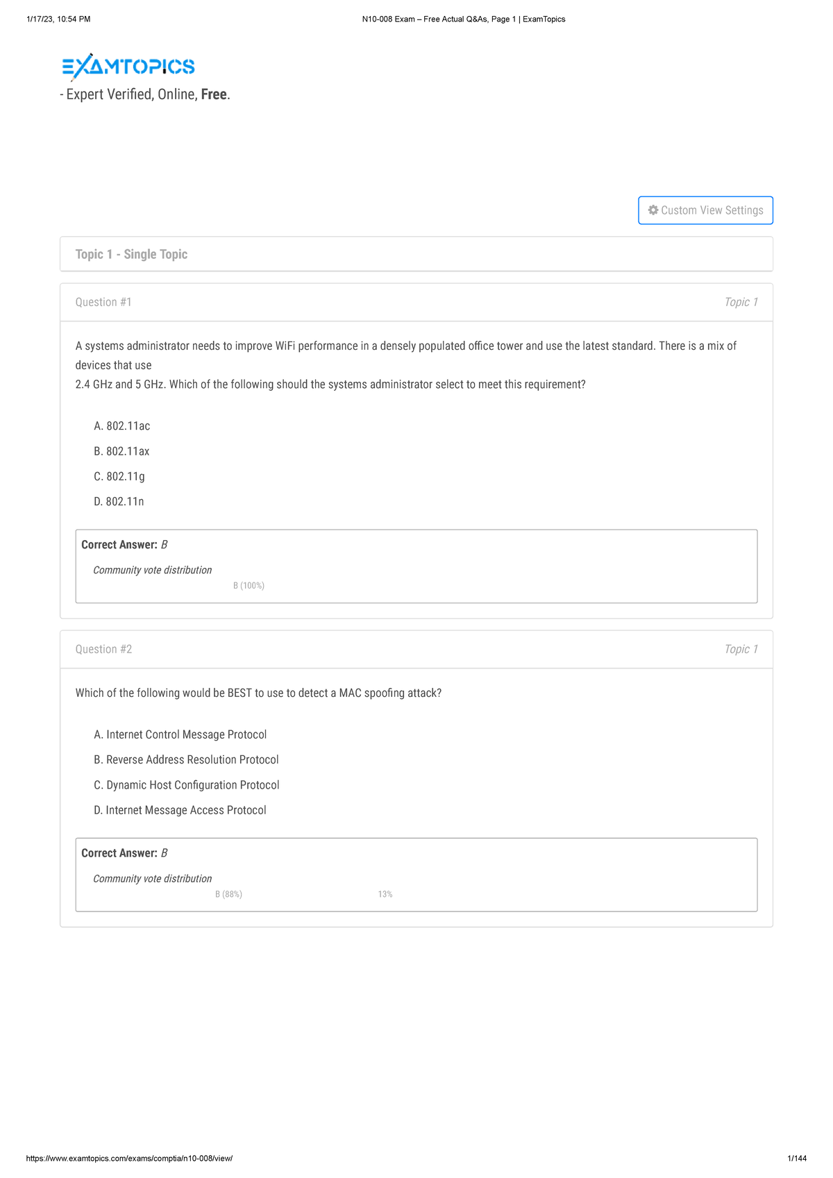 N10-008 Exam – net+ - this is base on real test - Expert Veri ed ...