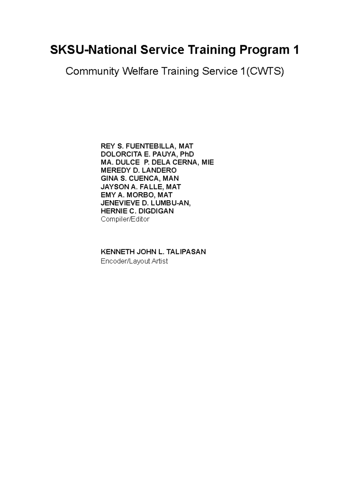 NSTP CWTS 1 Module: Comprehensive Overview of Chapter 1 - Studocu