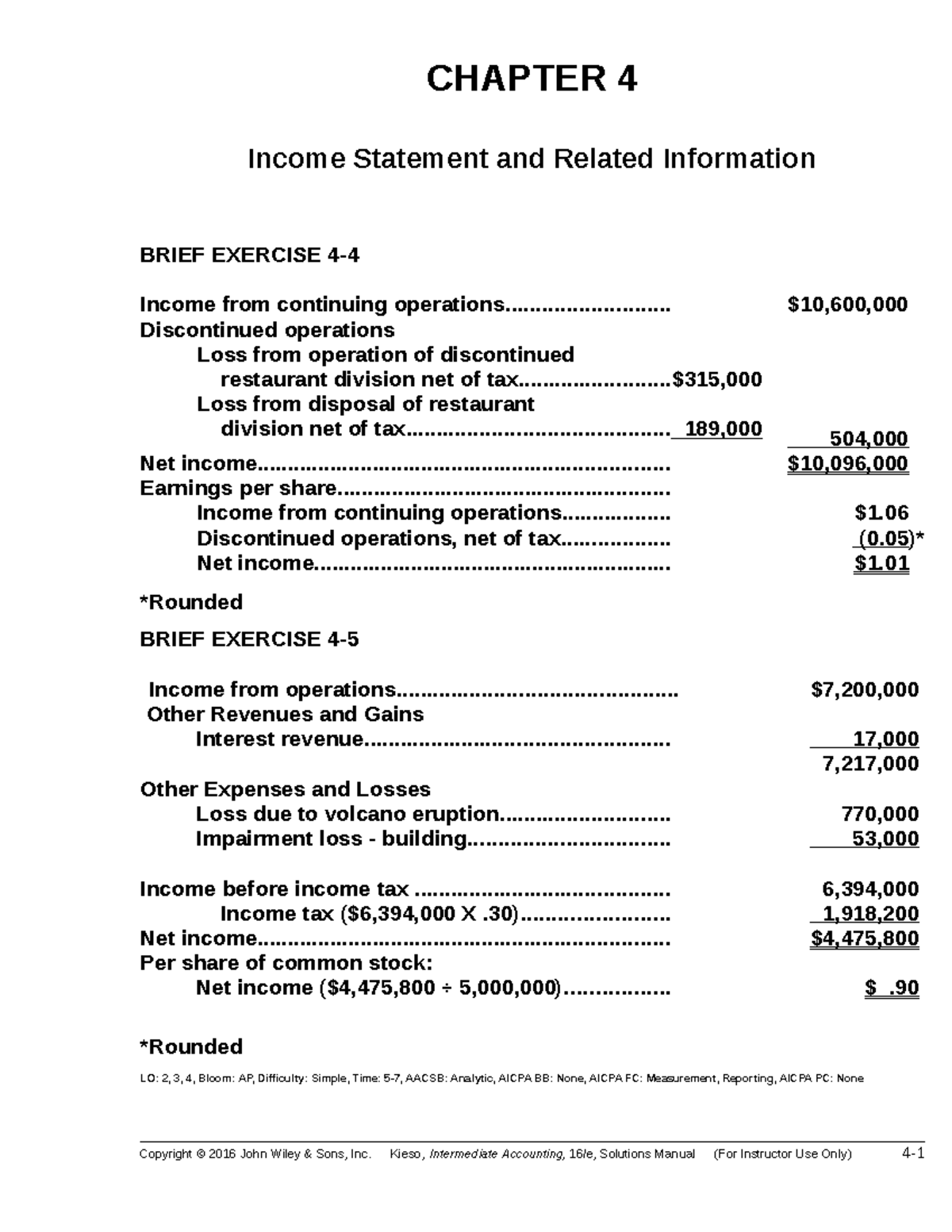 Chapter 4 Homework Solutions: Income Statement Analysis - Studocu