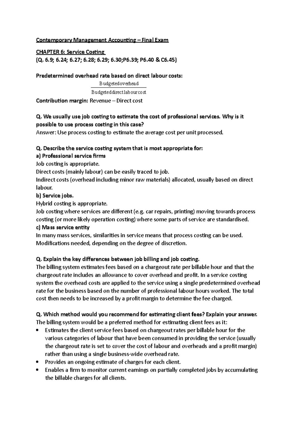 CMA - Final Exam Notes: Summary of Contemporary Management Accounting ...