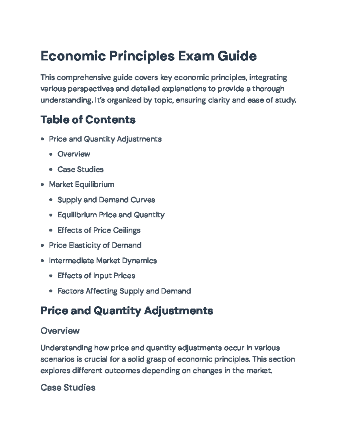 Economic Principles Exam Guide: Key Concepts and Market Dynamics ...