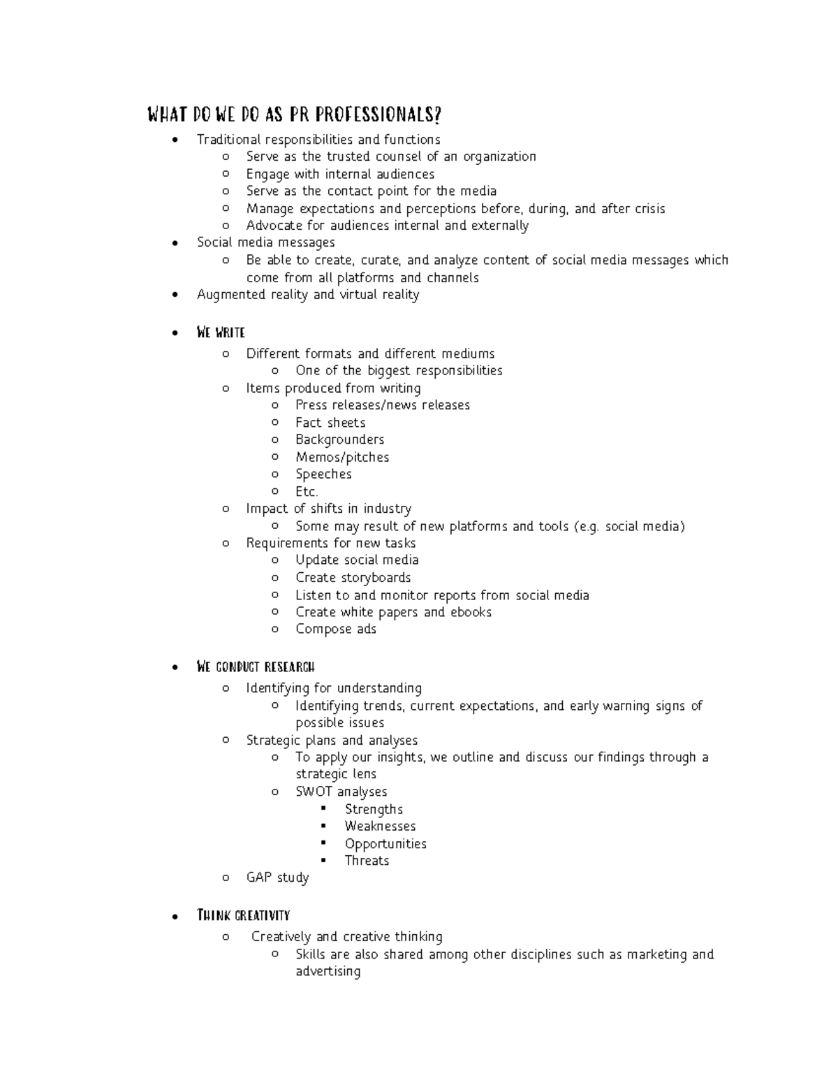 WHAT DO WE DO AS PR Professionals - WHAT DO WE DO AS PR PROFESSIONALS ...