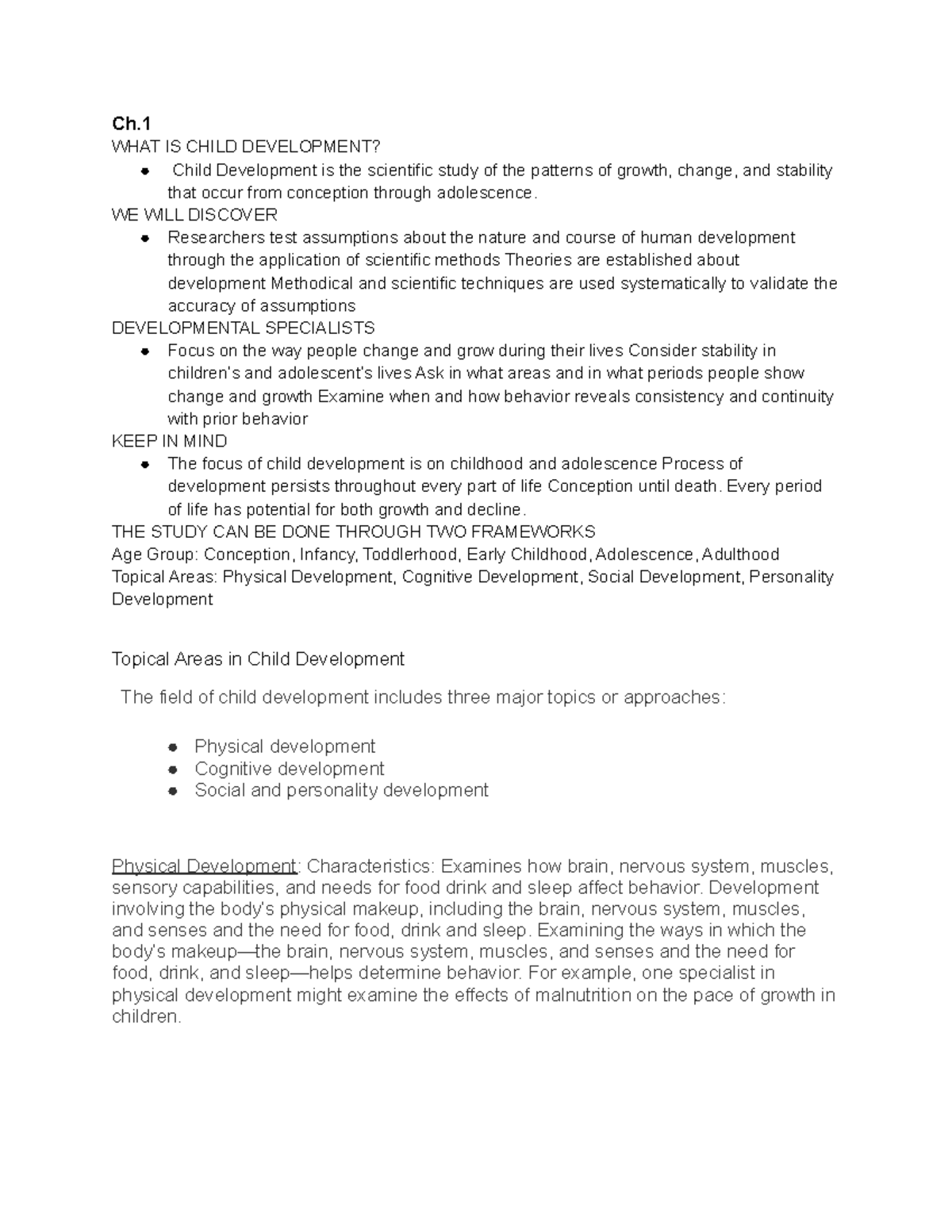 Cas 101 Ch.1 notes - Ch. WHAT IS CHILD DEVELOPMENT? Child Development ...