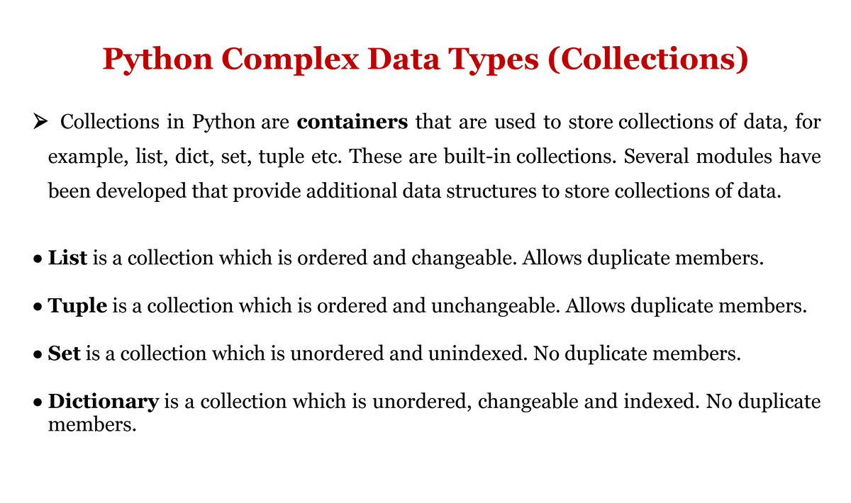 Python Unit 3 Comprehensive Notes On Complex Data Types Studocu