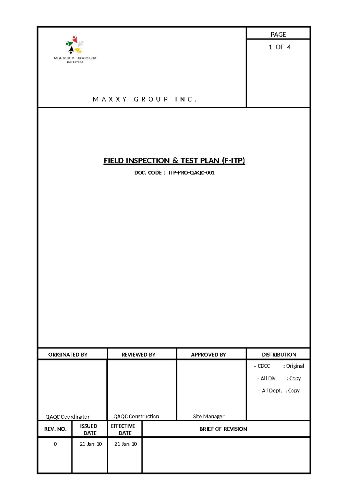 ITP-PRO-QAQC-001: Field Inspection Test Plan for Painting Work - Studocu