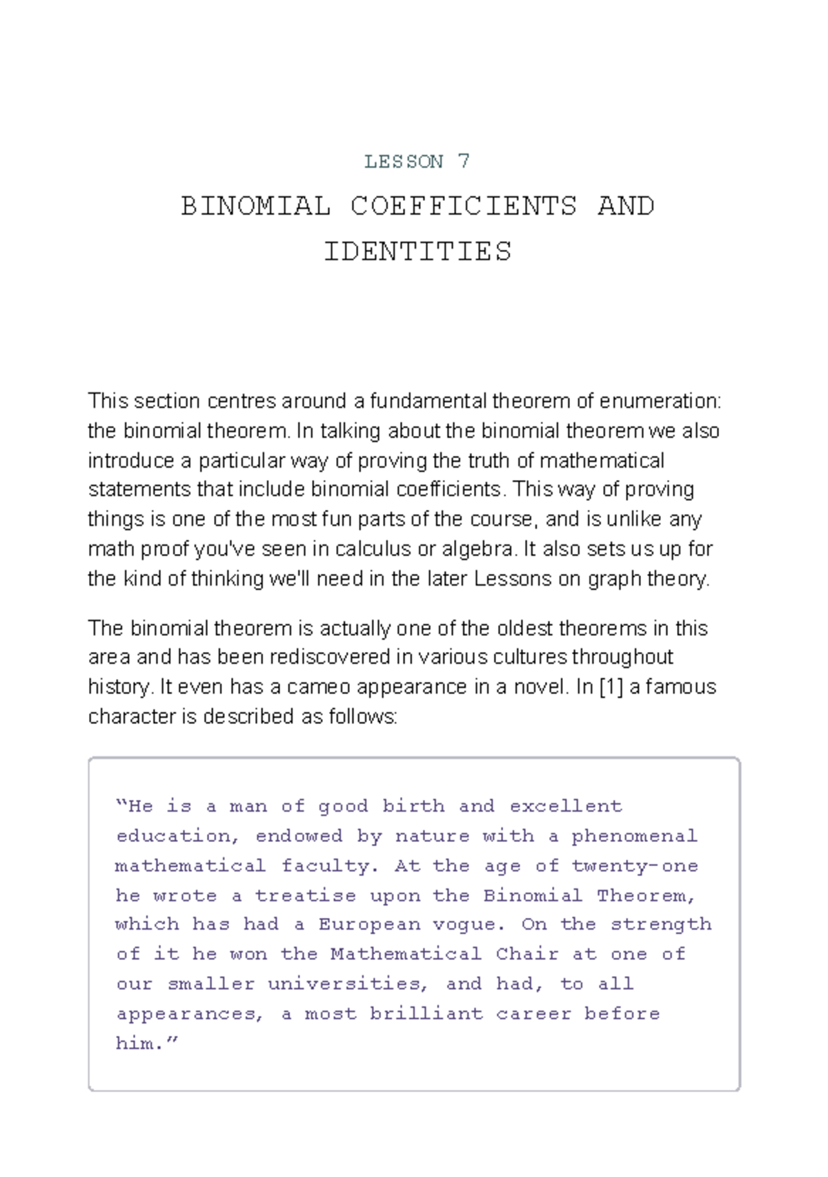 LESSON 7: Binomial Coefficients & Theorems (MATH 101) - Studocu
