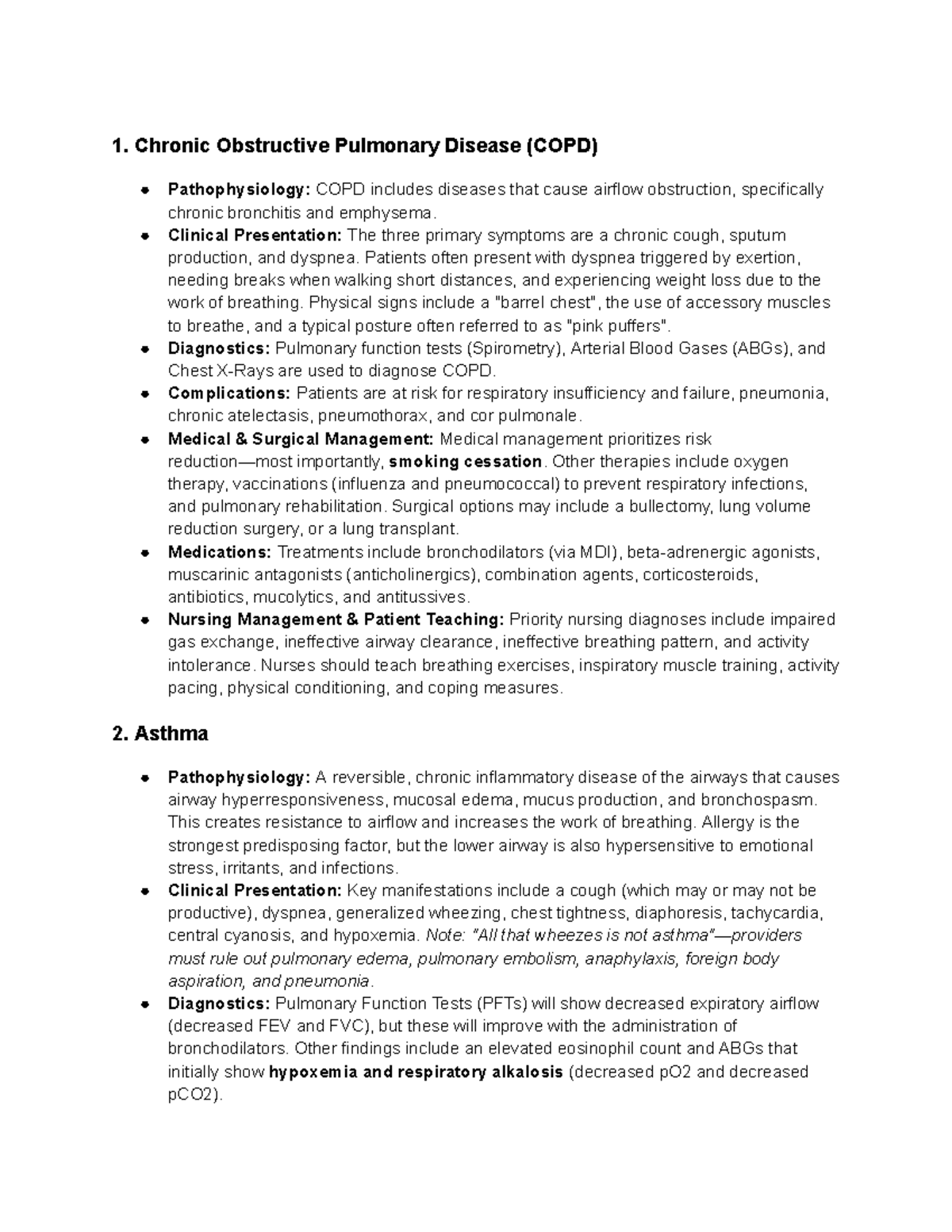 COPD and Asthma Study Guide: Pathophysiology, Management, and Nursing ...
