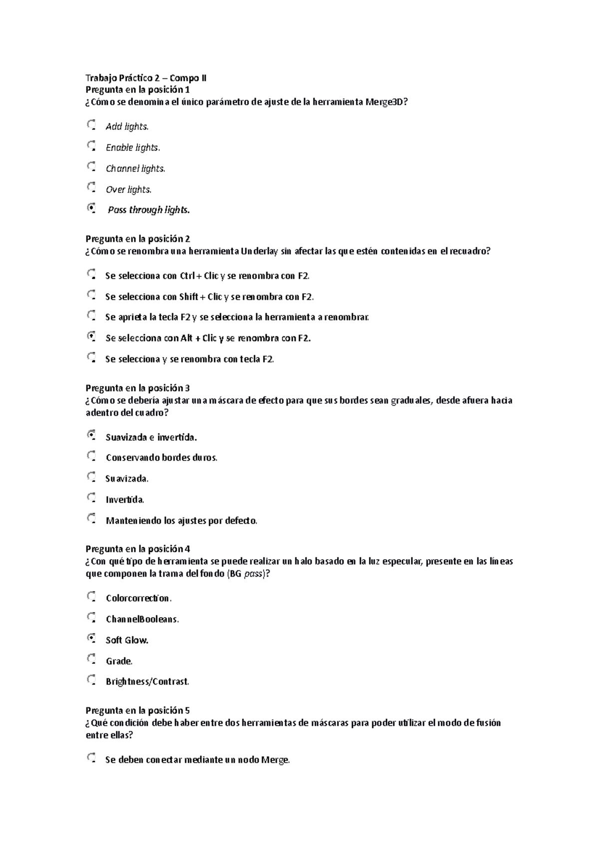 Trabajo Práctico 2 - Composición II (Compo II) 100% - Studocu