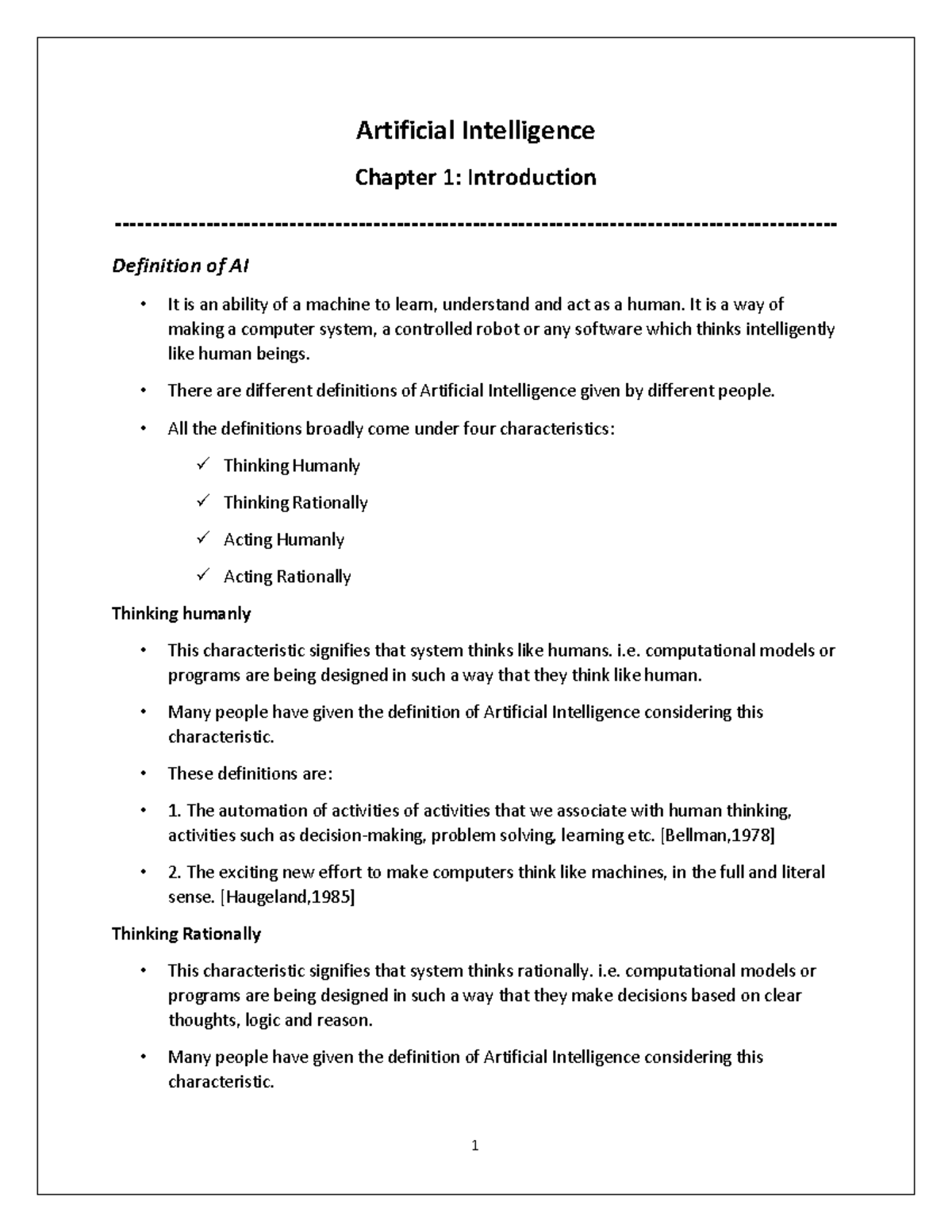 Artificial Intelligence (AI) Chapter 1: Introductory Concepts and ...