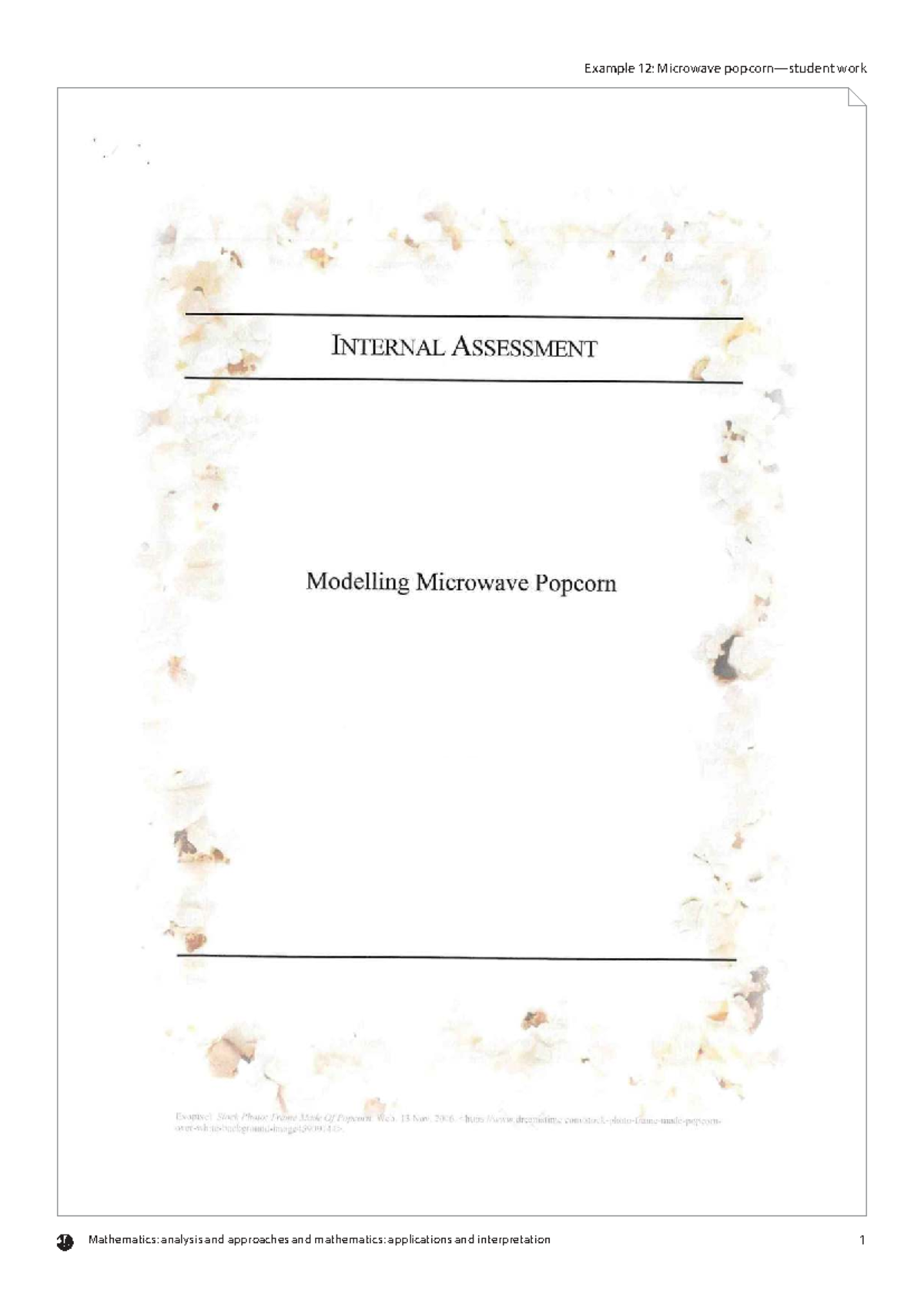 Mathematics: Analysis & Applications of Microwave Popcorn (MATH 1 ...