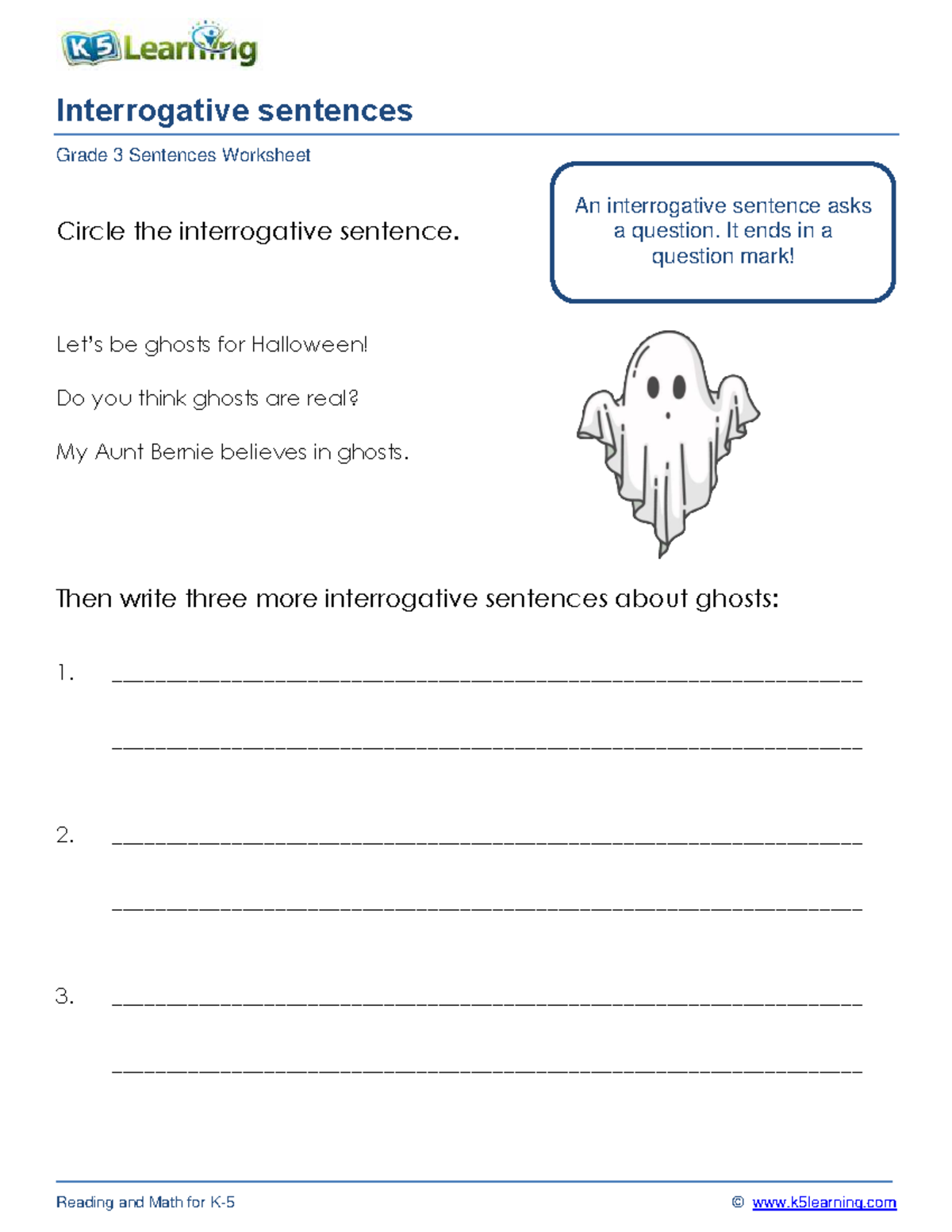 Grade 3 interrogative sentences worksheet e5v - Studocu