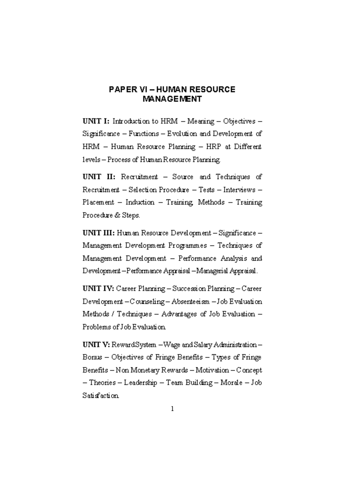 HRM 101: Comprehensive Overview of Human Resource Management Units ...