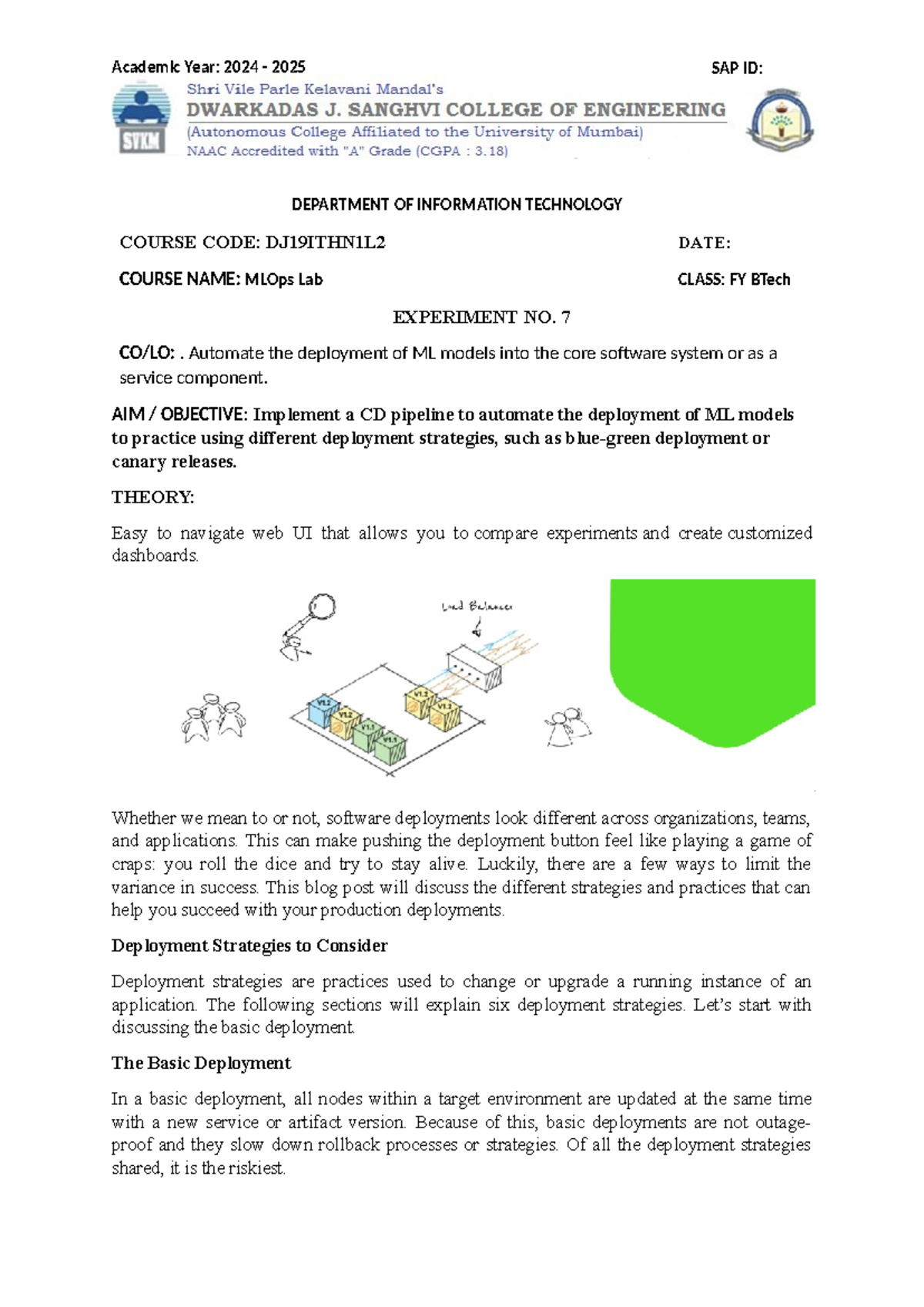 MLOps Lab (DJ19ITHN1L2) - Exp. 7: Automating ML Model Deployment - Studocu