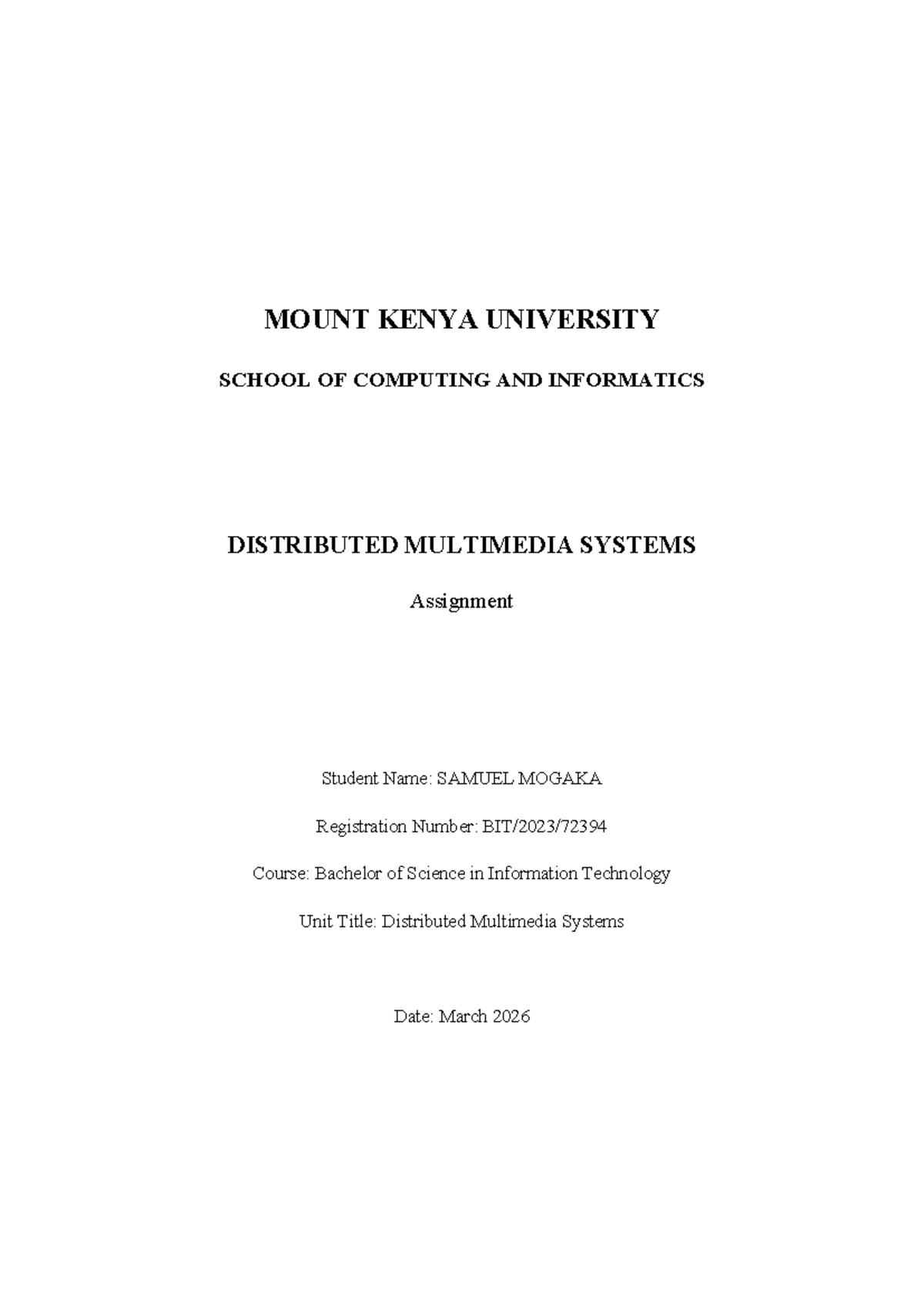 Distributed Multimedia Systems Assignment (CS 101) - QoS, CDN, and ...