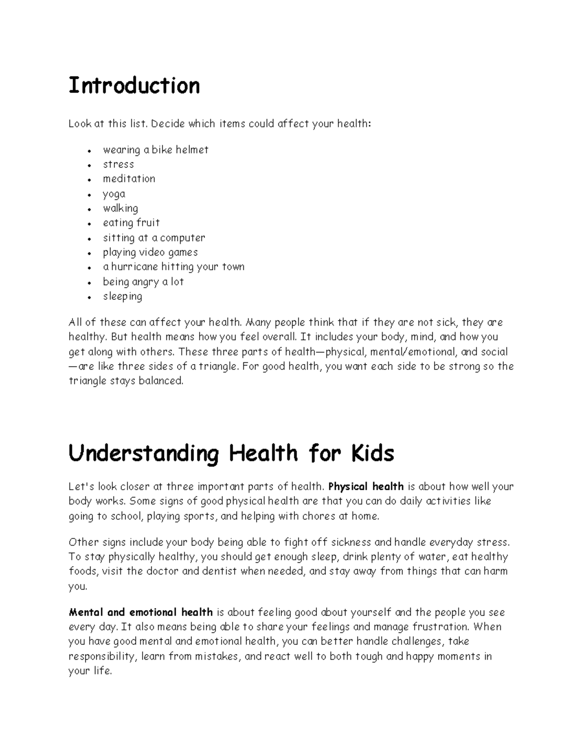 Health Awareness and Improvement Strategies for Kids: A Guide - Studocu
