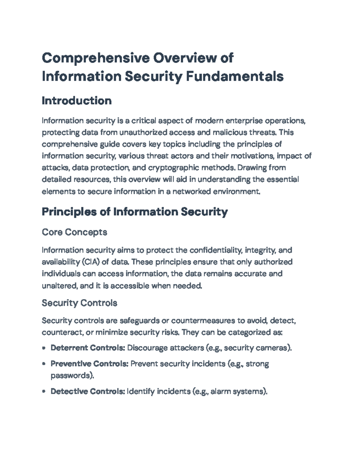 Comprehensive Overview of Information Security Fundamentals (CS101 ...