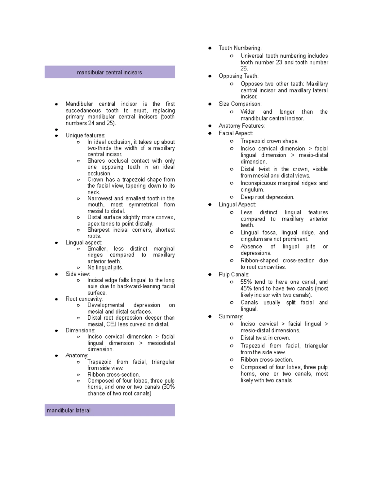 Opath Lab Assignment: Enamel & Dentin Defects Summary - Studocu