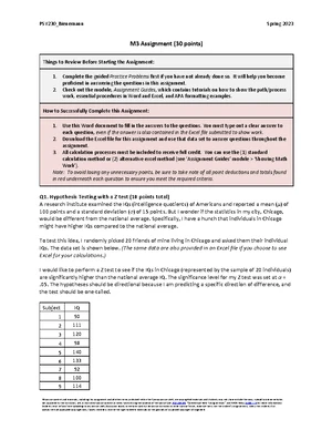 PSY230-M1 Data Analysis Assignment Guidelines and Requirements - Studocu