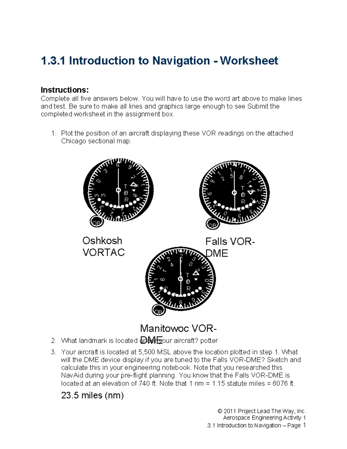 1.3.1 Radio Navigation - Worksheet for Aerospace Engineering - Studocu