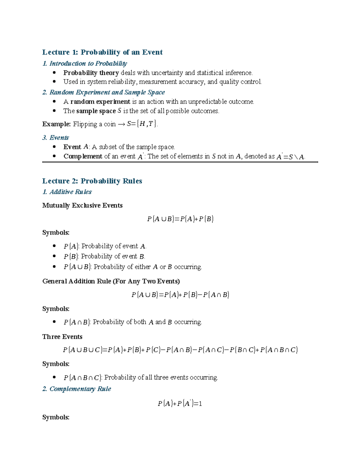 PST 101 Midterm Lecture Notes: Introduction to Probability Concepts ...