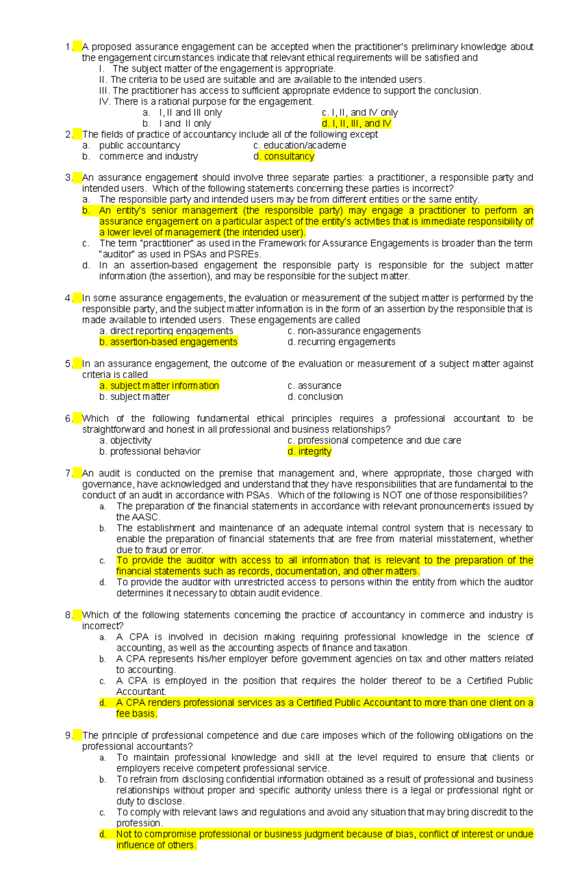 Auditing Theory Exam Review: Key Concepts and Ethical Principles - Studocu