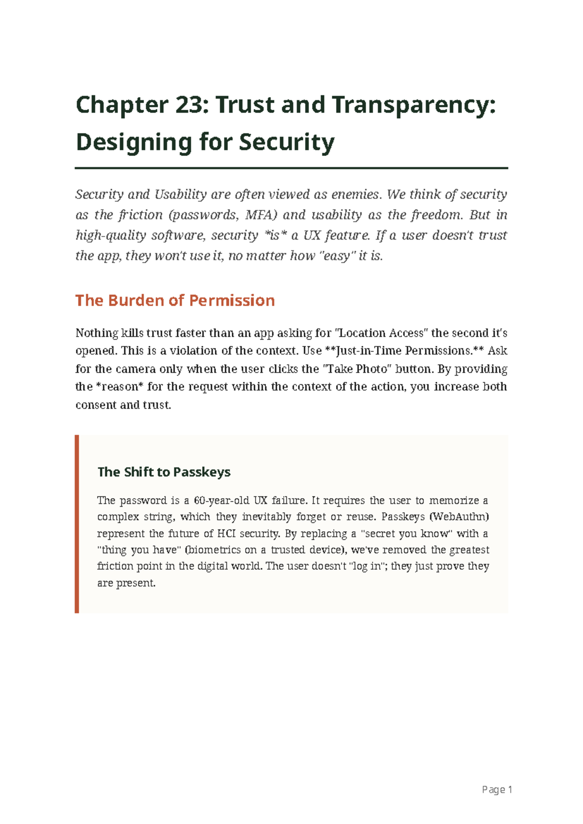 Chapter 23: Trust & Transparency in Security Design - Studocu