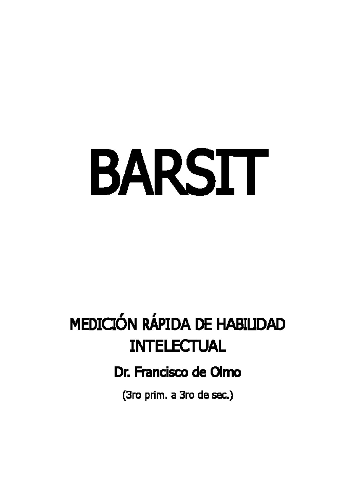Manual BARSIT: Evaluación Rápida de Habilidades Intelectuales - Document Preview