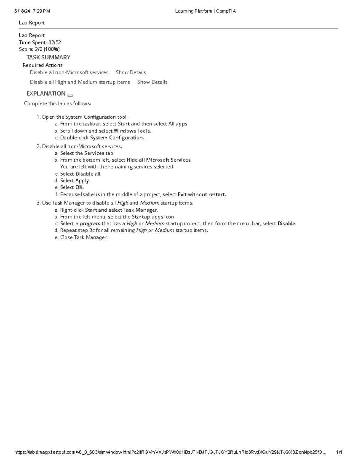 10.5.3 - CompTIA Lab Report on Troubleshooting Startup Issues - Studocu