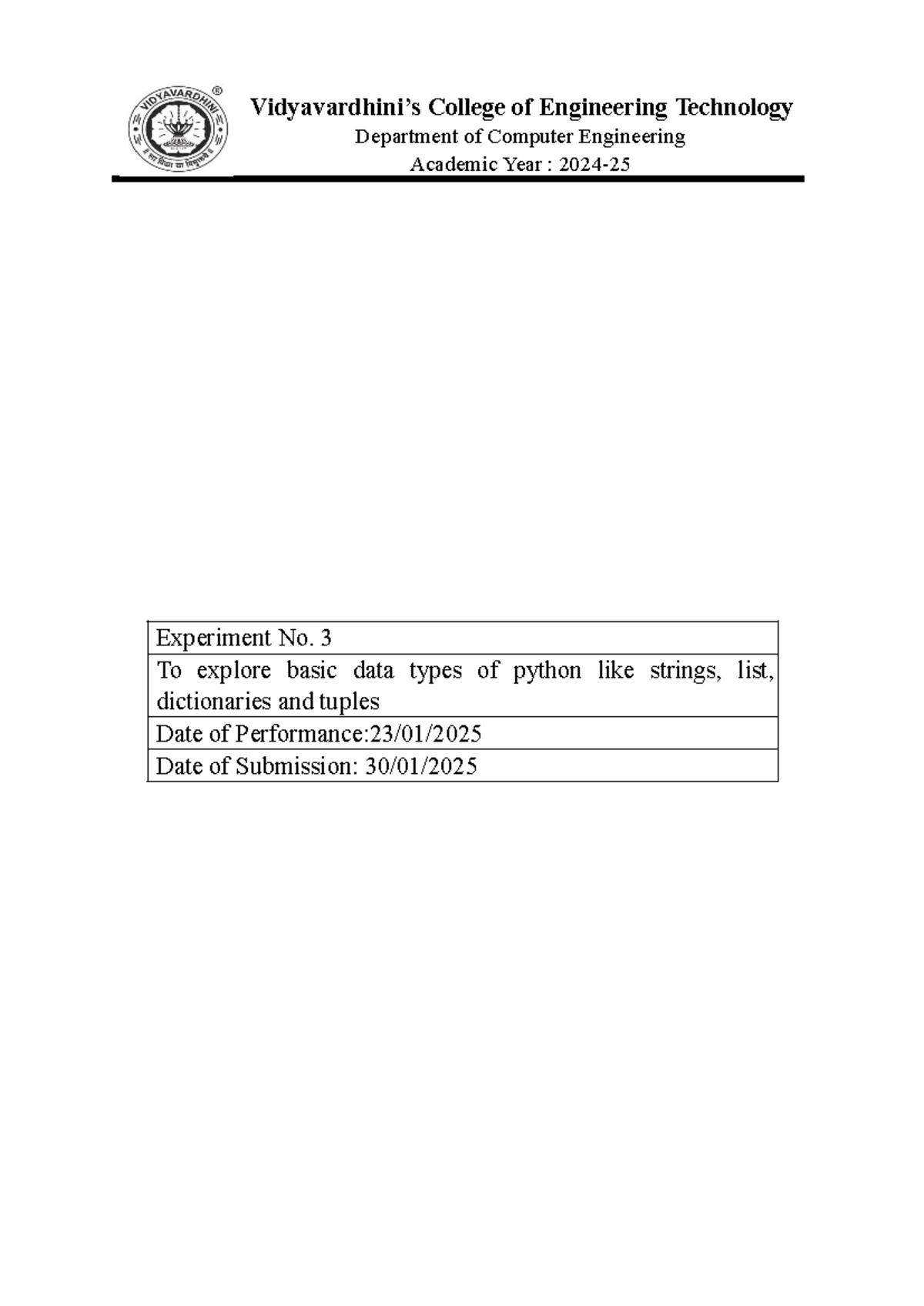 C73EXP3 - Exploring Python's Basic Data Types via Practical Experiment ...