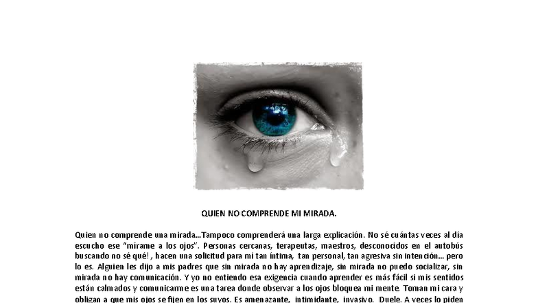 QUIEN NO COMPRENDE MI MIRADA: Reflexiones sobre la Comunicación - Studocu