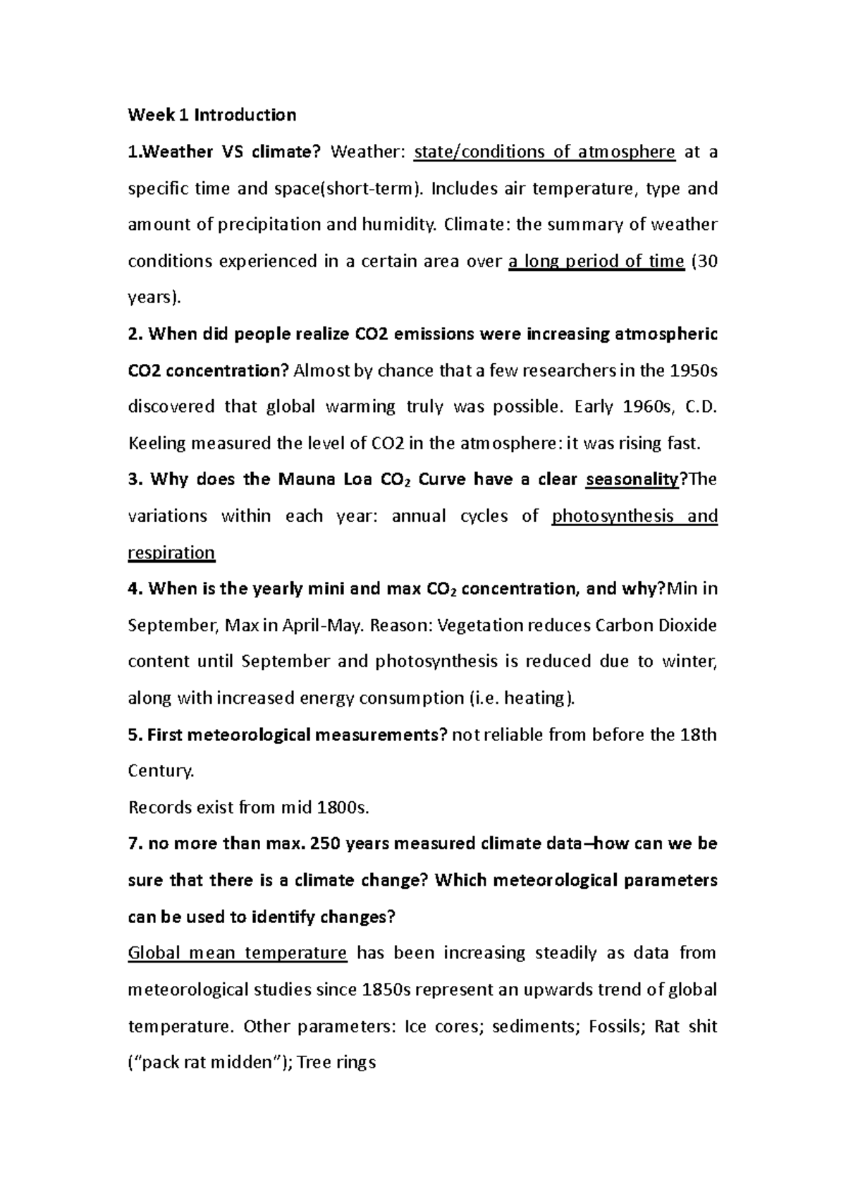 GEOS 101 Final Exam Study Guide: Climate Change Insights and Evidence ...