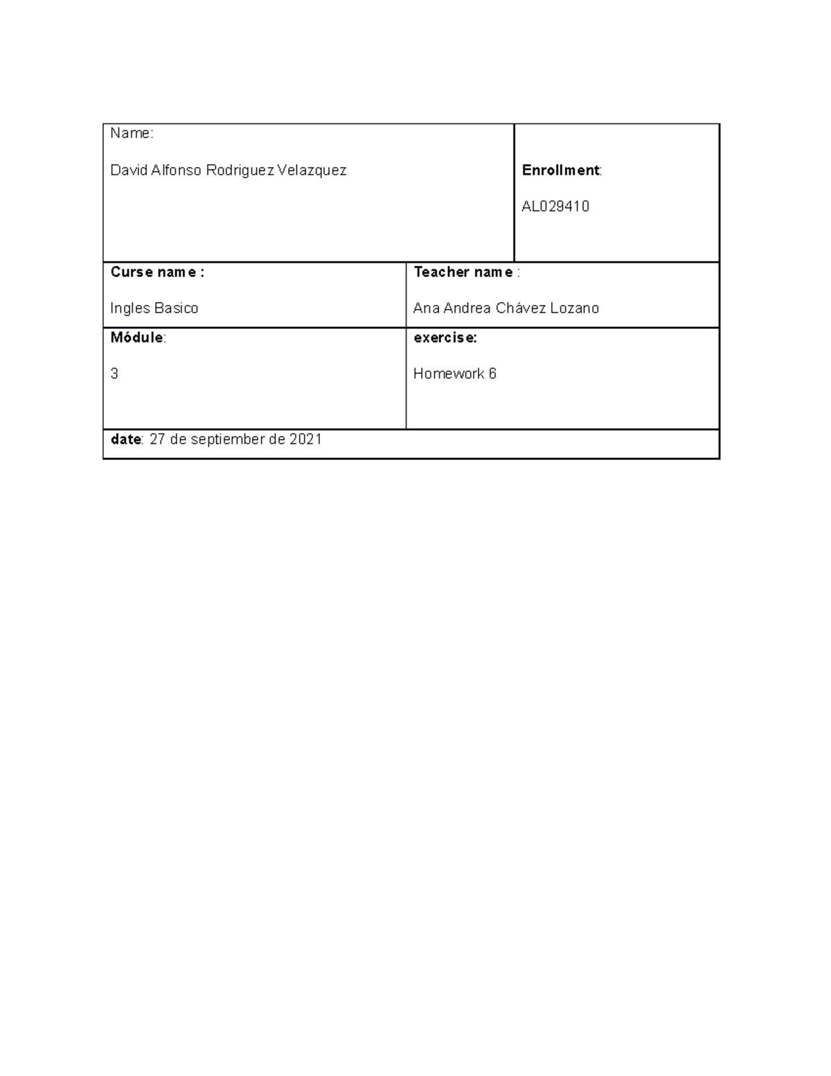 Act 6 de ingles - Apuntes 1-2-3 - Ingles basico - TecMilenio - Studocu