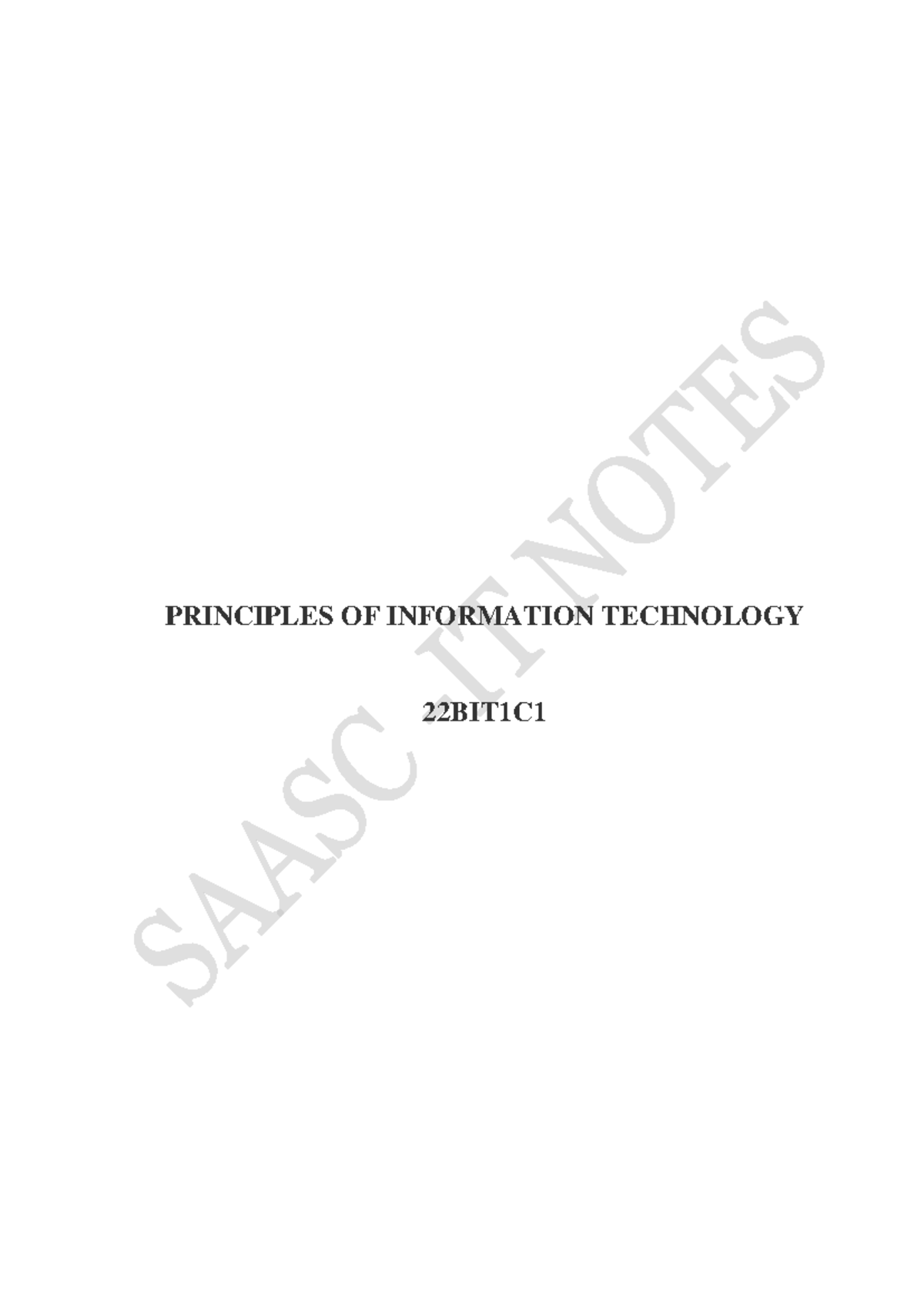PIT 22BIT1C1: Principles of Information Technology Overview - Studocu