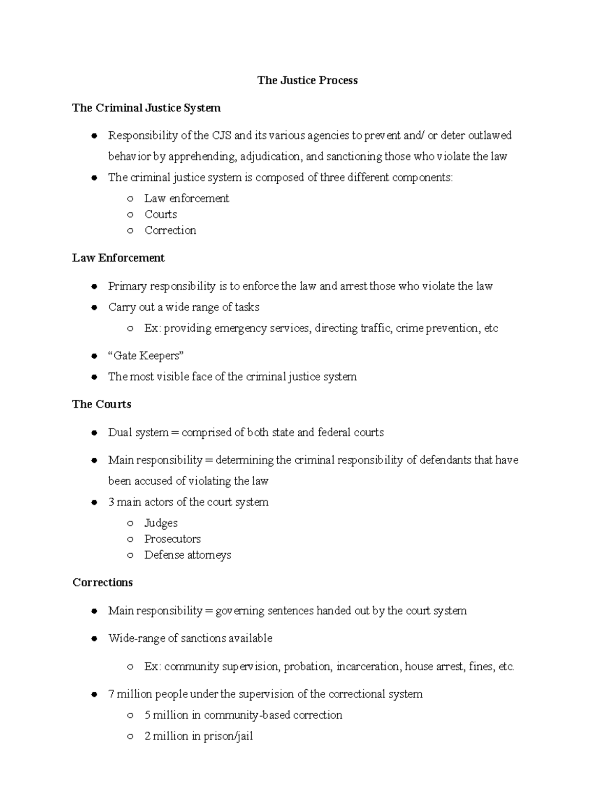 Criminal Justice 1 - Overview of the Justice Process and System - Studocu