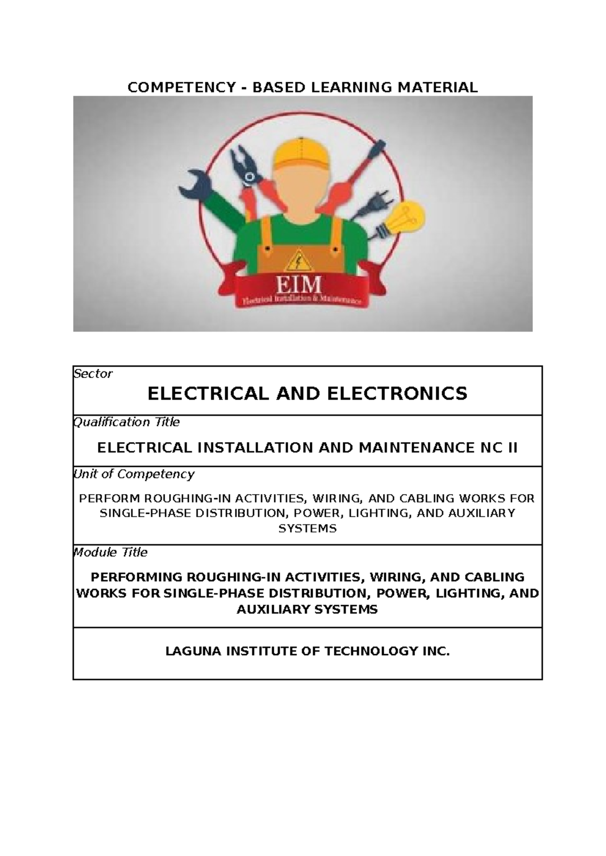 Cover CBLM-ferds - INSTALL ELECTRICAL METALLIC /NON- METALLIC (PVC ...