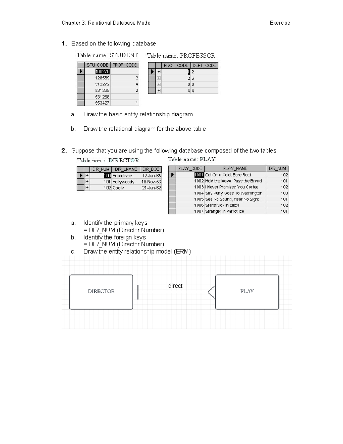 Chap3-Exercise - Chapter 3: Relational Database Model Exercise 1. Based ...