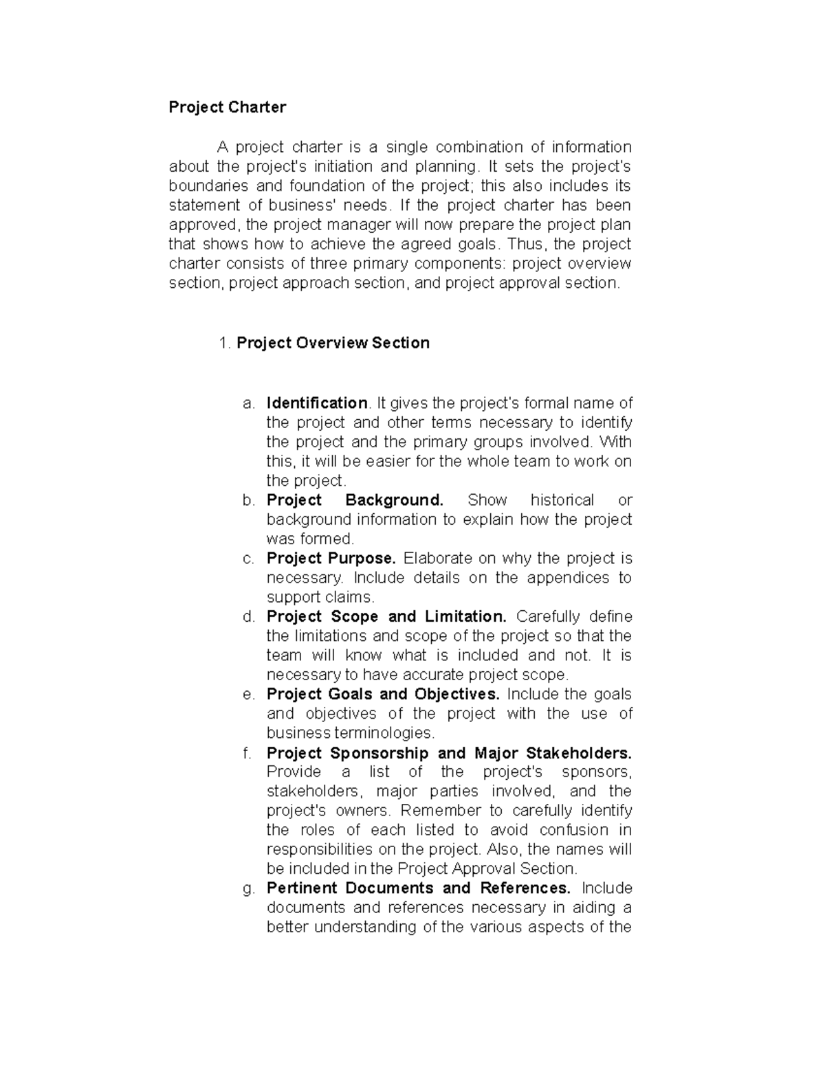 Project Management (PM-101) - Comprehensive Notes on Project Charter ...