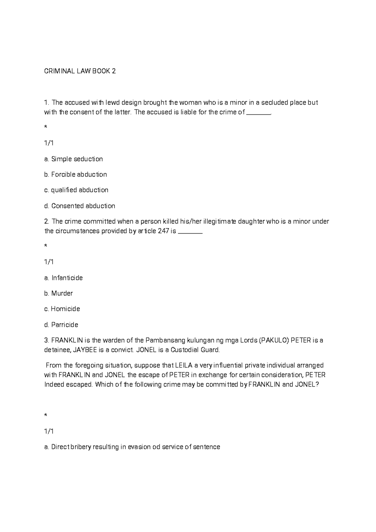 Criminal Law Case Study: Inbound 61299 - Exam Review (Book 2) - Studocu