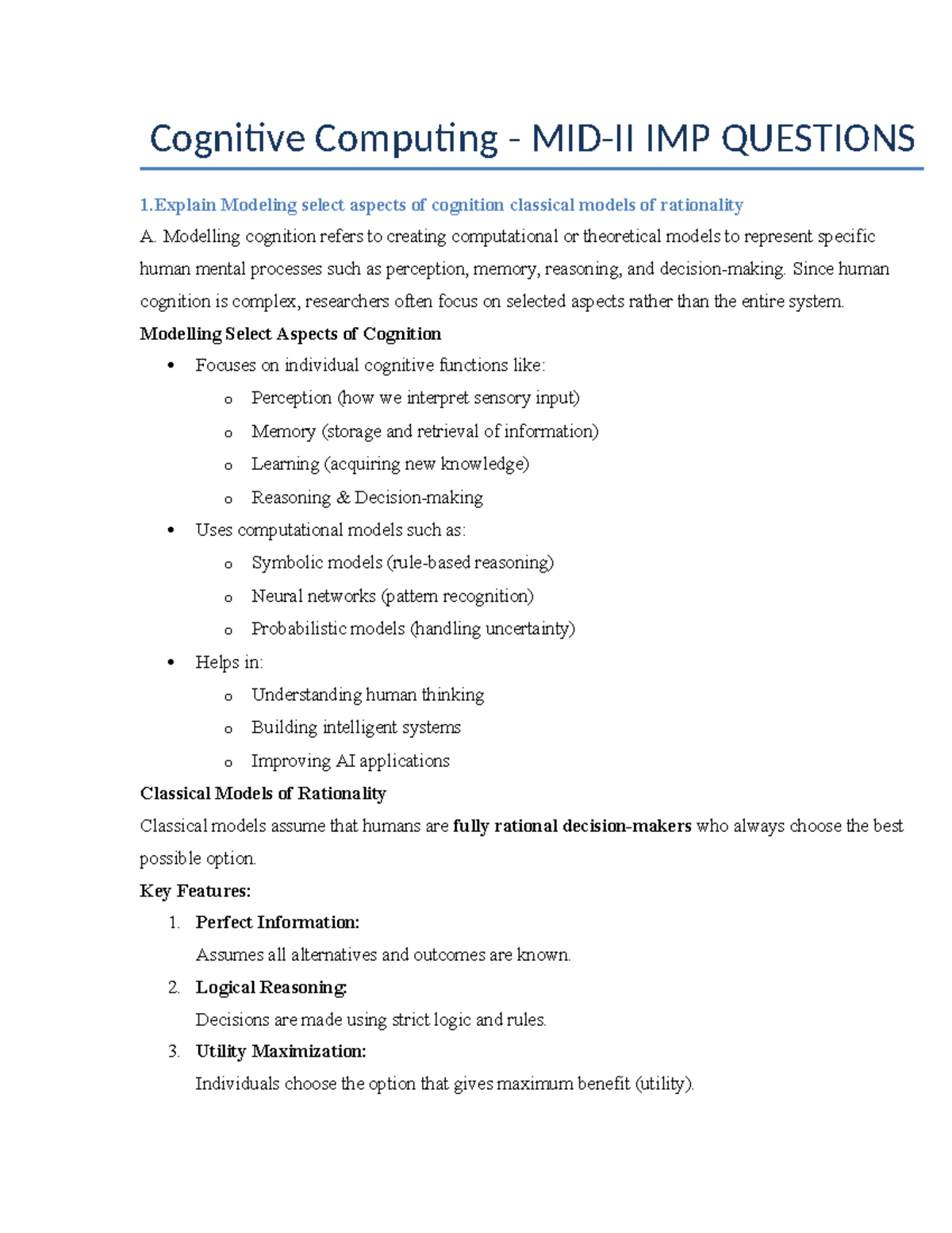 Cognitive Computing CC Answers MID-2 - Practice Questions and ...