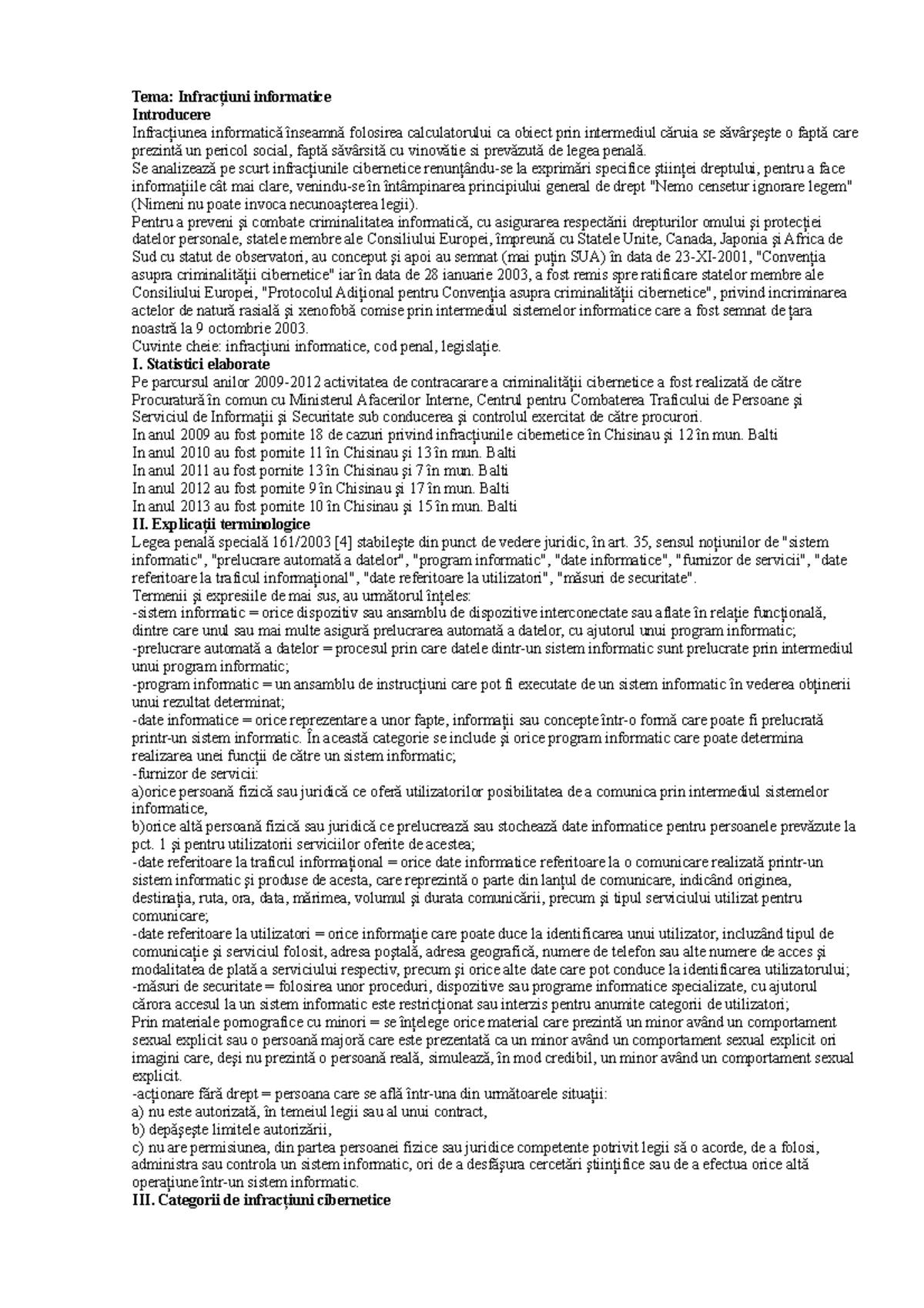 Infracţiuni Informatice: Analiza și Probleme Legale în Drept Penal ...