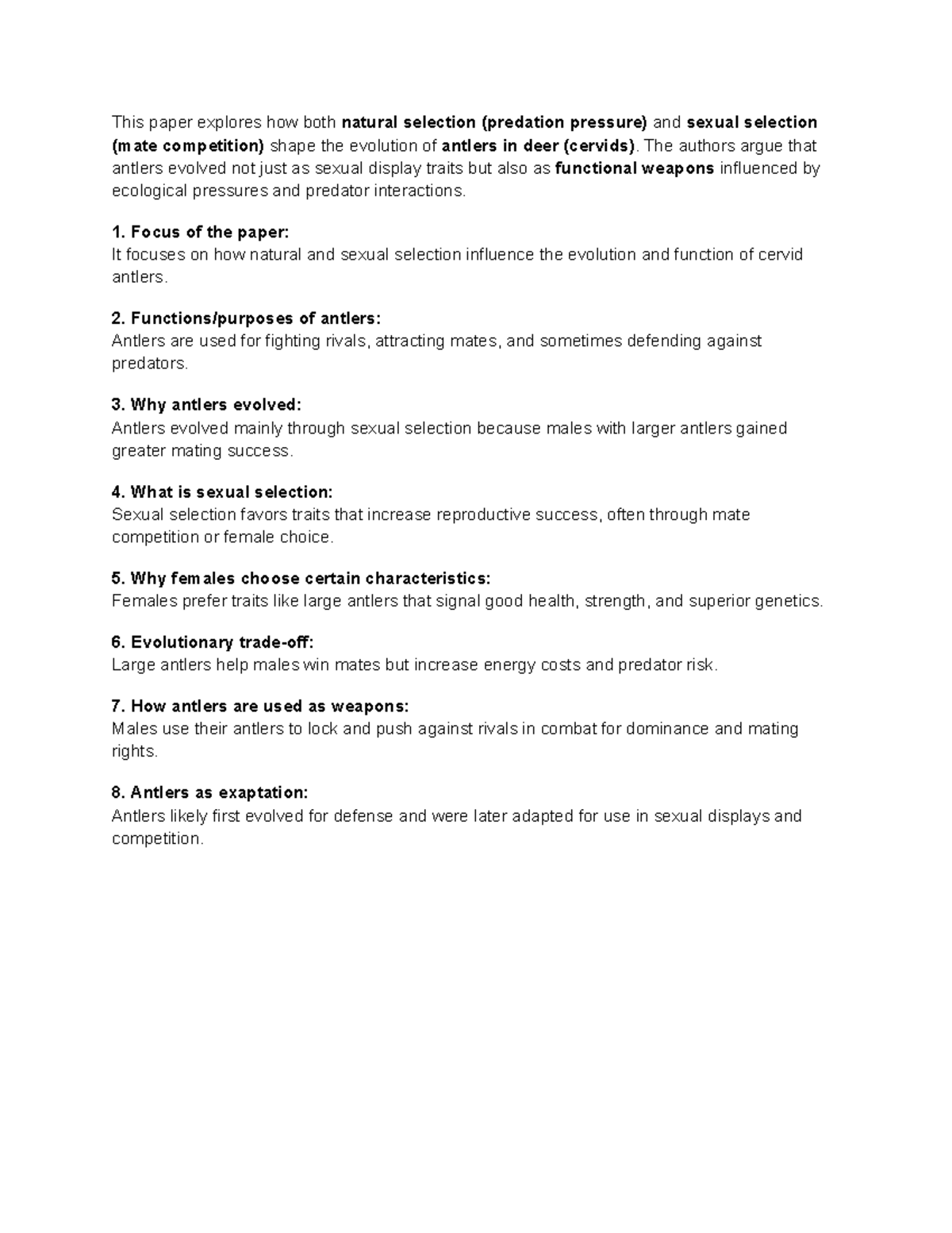 Ecology Notes: Evolution of Cervid Antlers (Natural vs. Sexual ...
