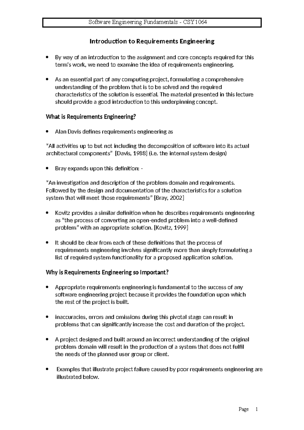 Topic 2 - Introduction to Requirements Engineering - Introduction to ...