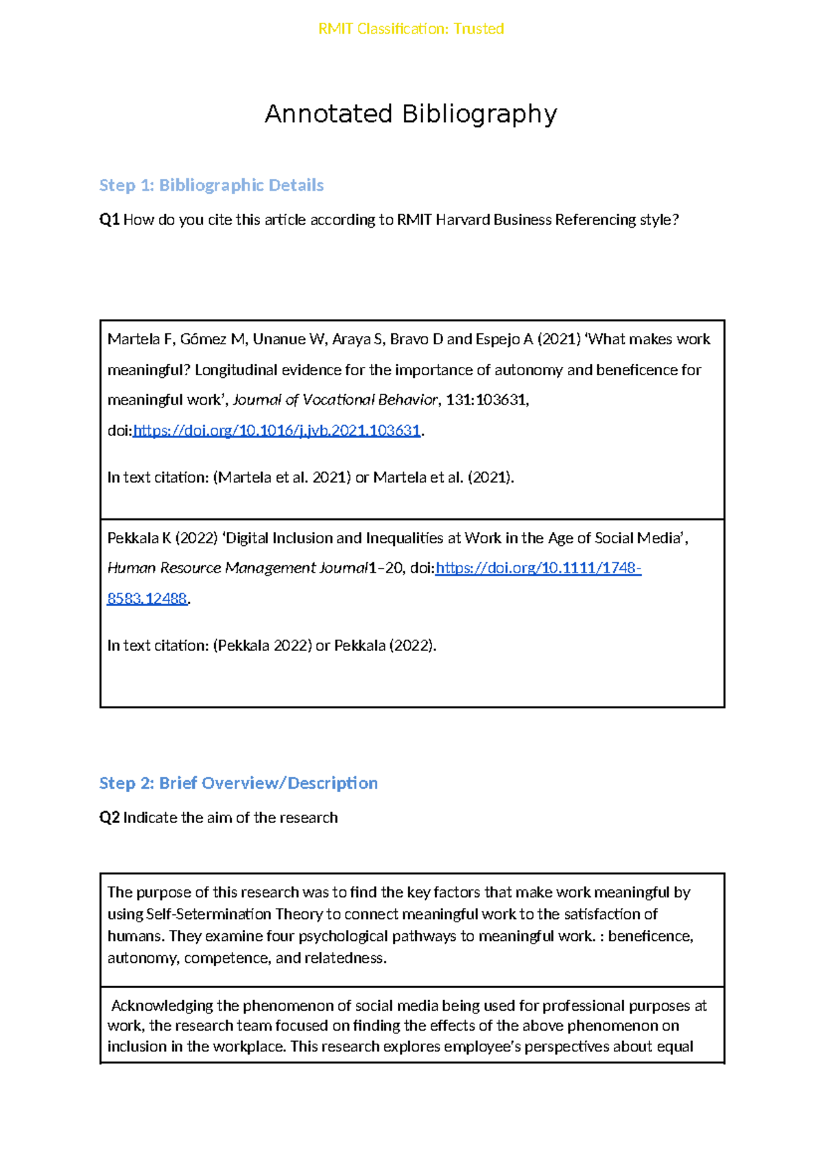Annotated Bibliography - Questions (1) - Annotated Bibliography Step 1 ...