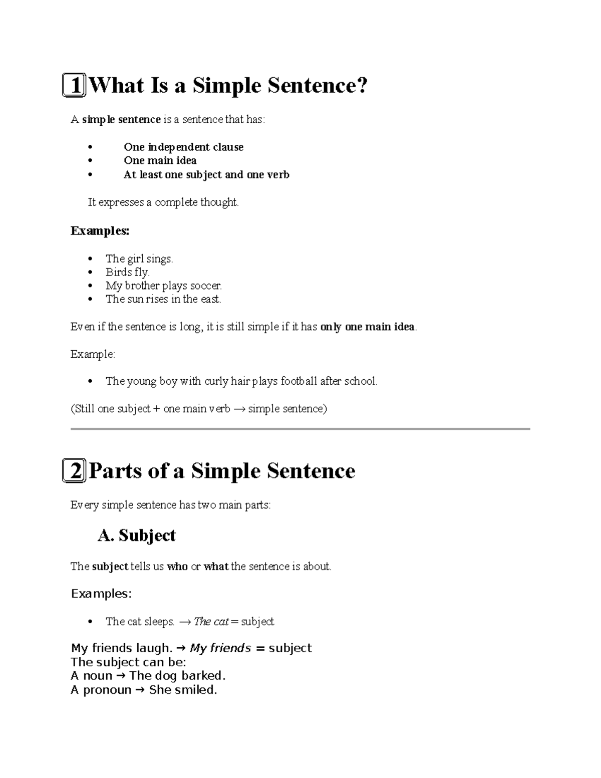 Simple Sentences Explained: Structure, Types, and Examples - Studocu