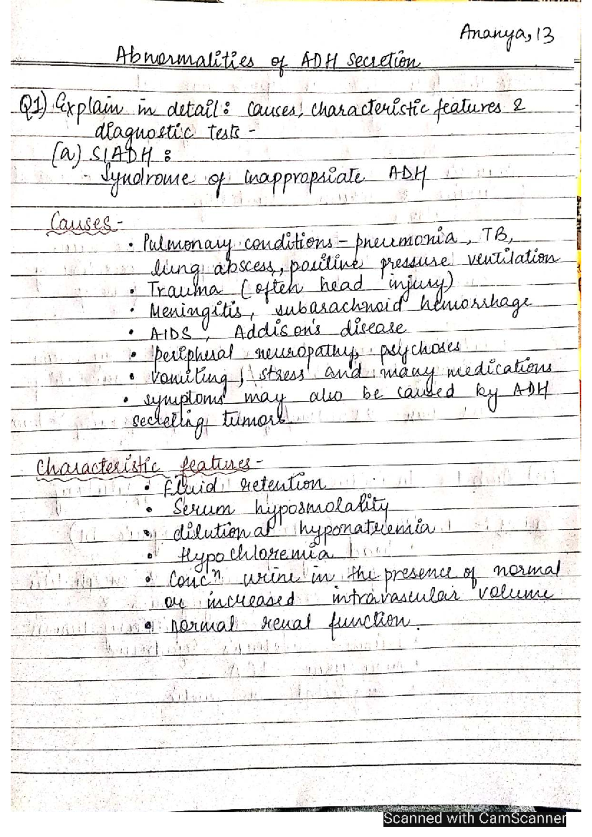 Abnormalities of ADH - Comprehensive Notes for GBS 12 - Studocu