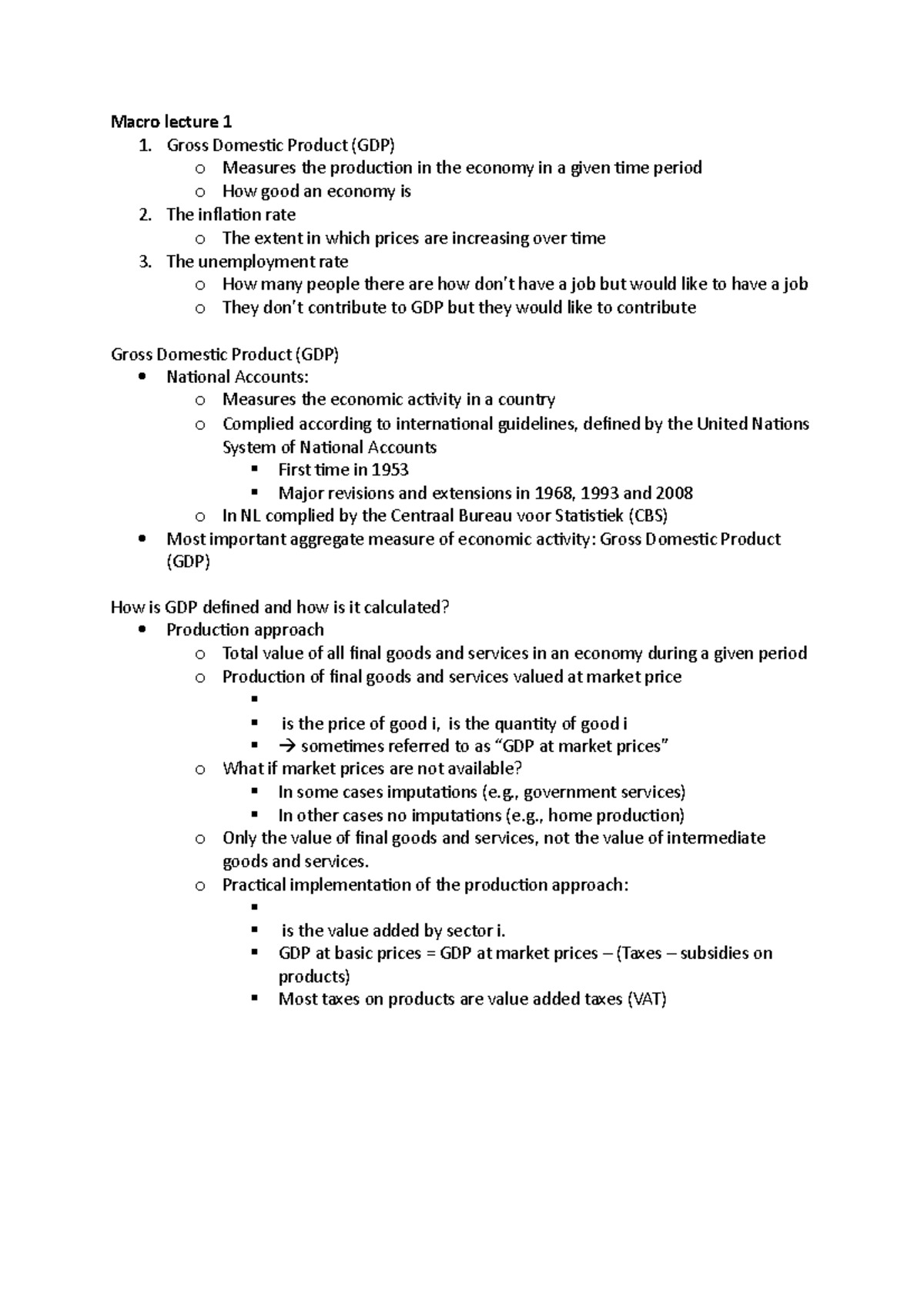 Macro Lecture 1: GDP, Inflation, and Unemployment Overview - Studeersnel