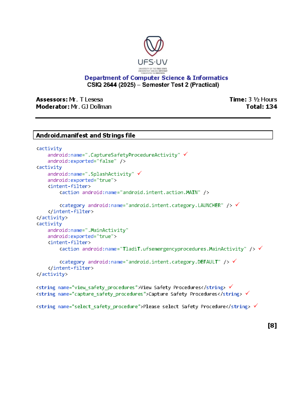CSIQ 2644 Semester Test 2 (Practical) Memorandum 2025 - Studocu