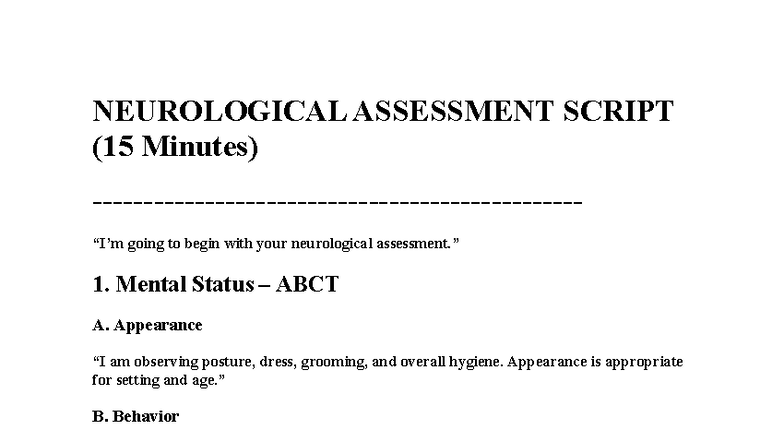 Nu 327 Final Health Assessment Checkoff Script - Studocu