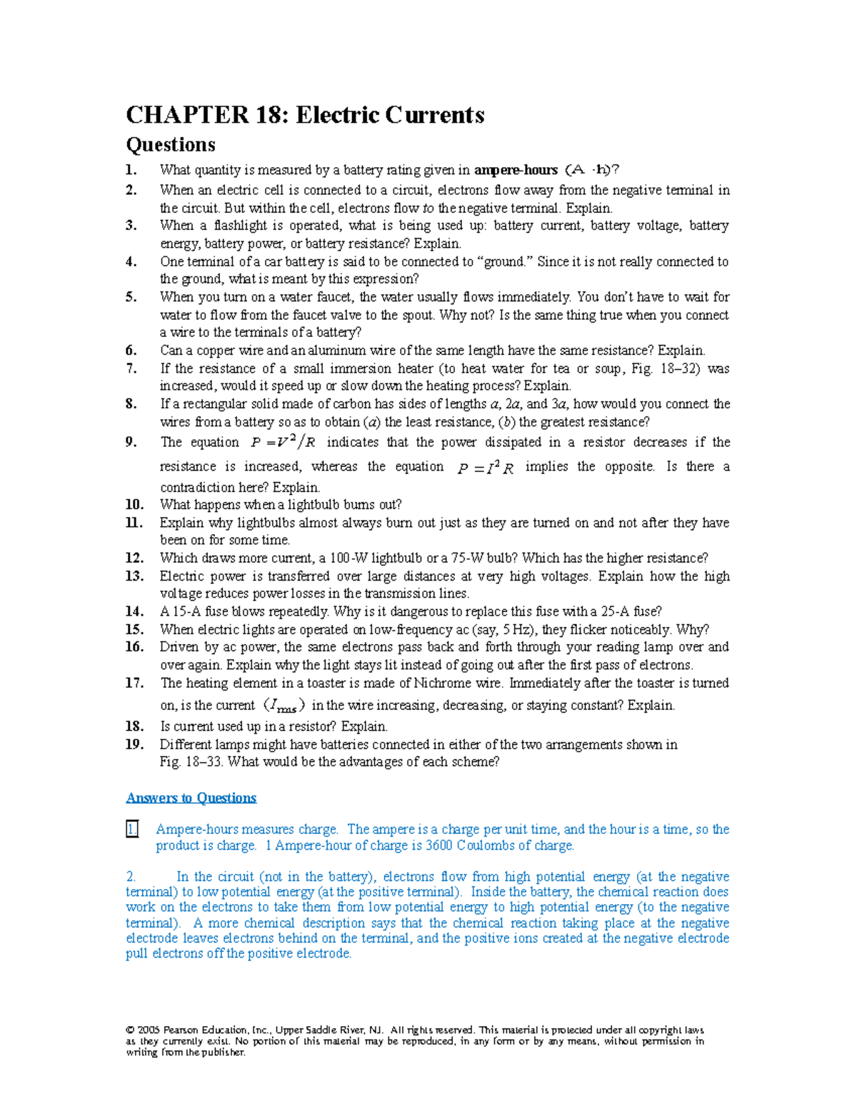 Chapter 4 Tutorial (tutor) Electric current - CHAPTER 18: Electric ...