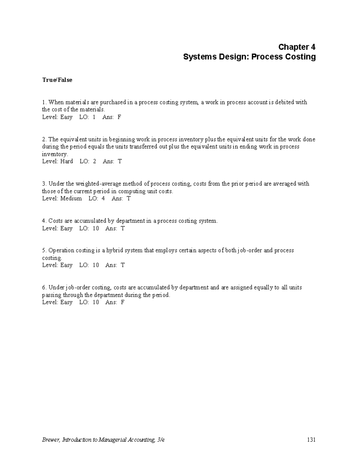 Chapter 04 - Systems Design: Process Costing Overview - Studocu